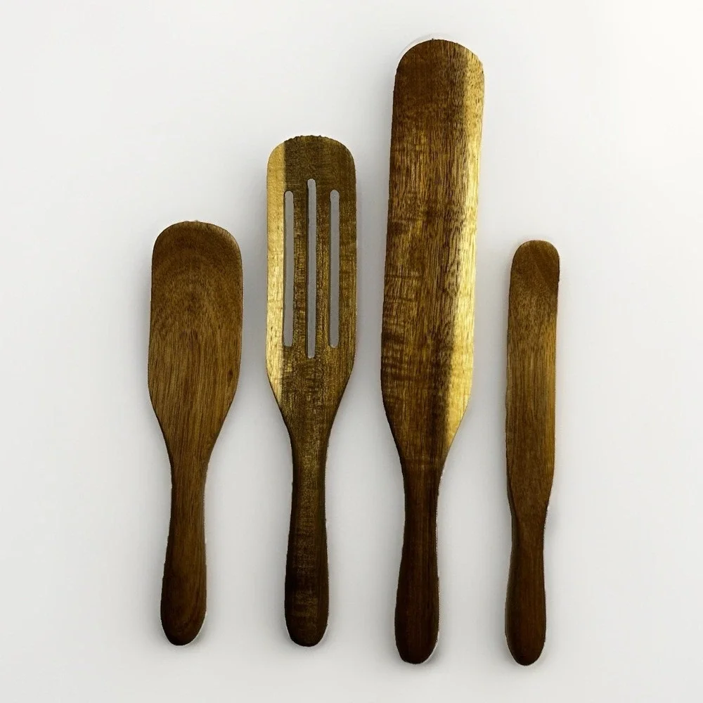 Mad Hungry Wood Spurtle Set of 4 Kitchen Utensils Spoon Spatula Turner